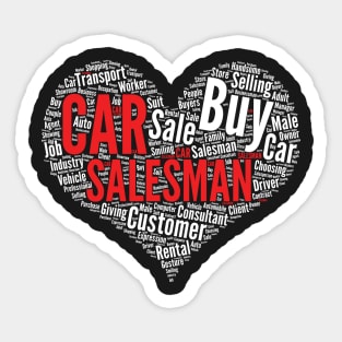 Car Salesman Heart Shape Word Cloud Design print Sticker